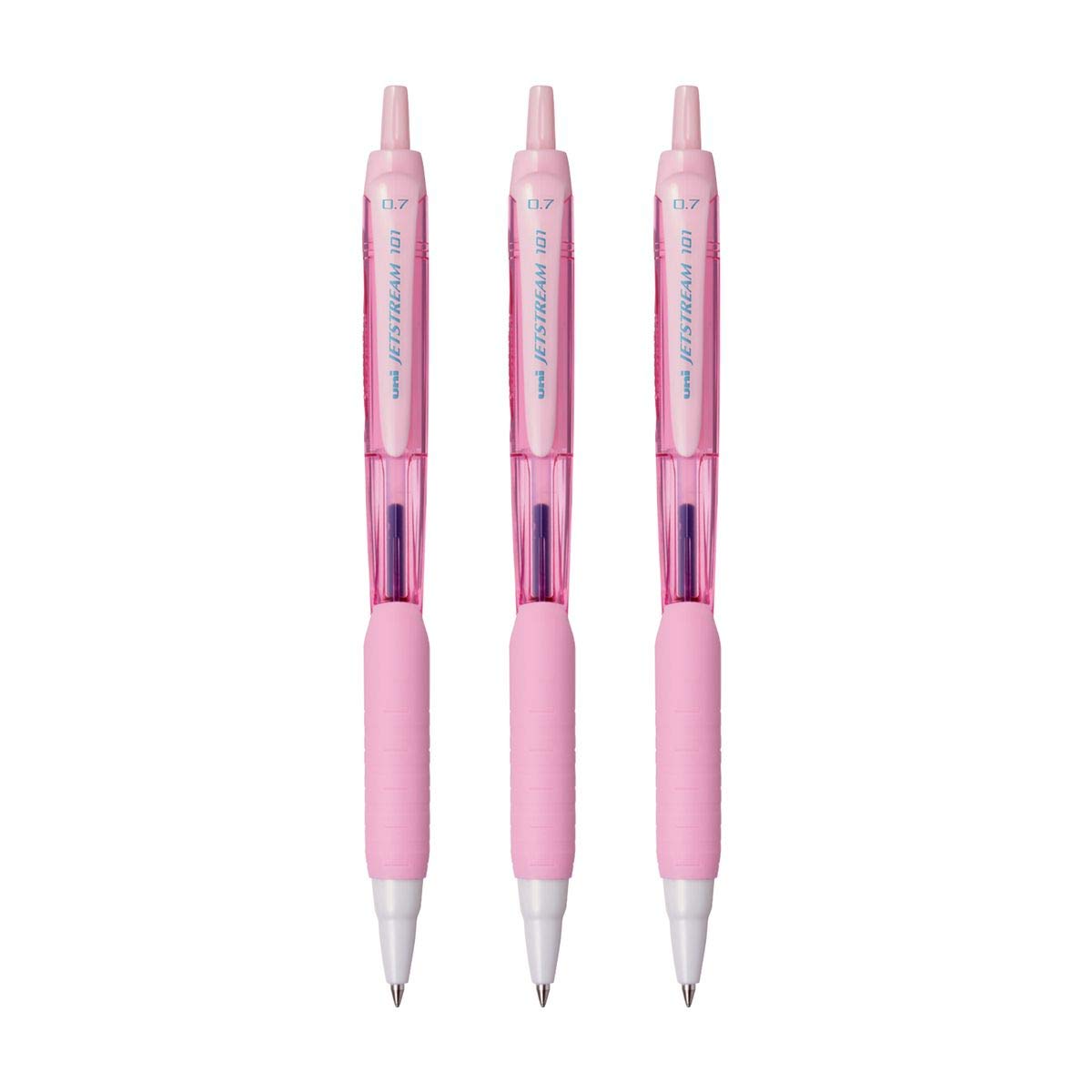 uni-ball Jetstream SXN-101FL-07 Roller Ball Pen (Light Pink Body, Blue Ink, Pack of 3)