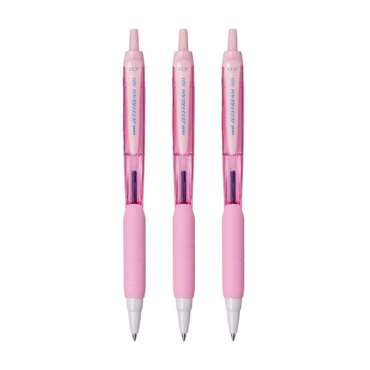 uni-ball Jetstream SXN-101FL-07 Roller Ball Pen (Light Pink Body, Blue Ink, Pack of 3)