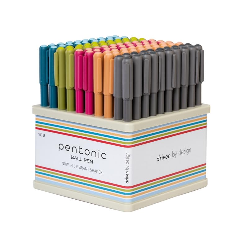 Pentonic Vibrant Colours 0.7mm Ball Pen Tumbler, Vibrant Multicolor Body, Blue Ink, Pack of 100