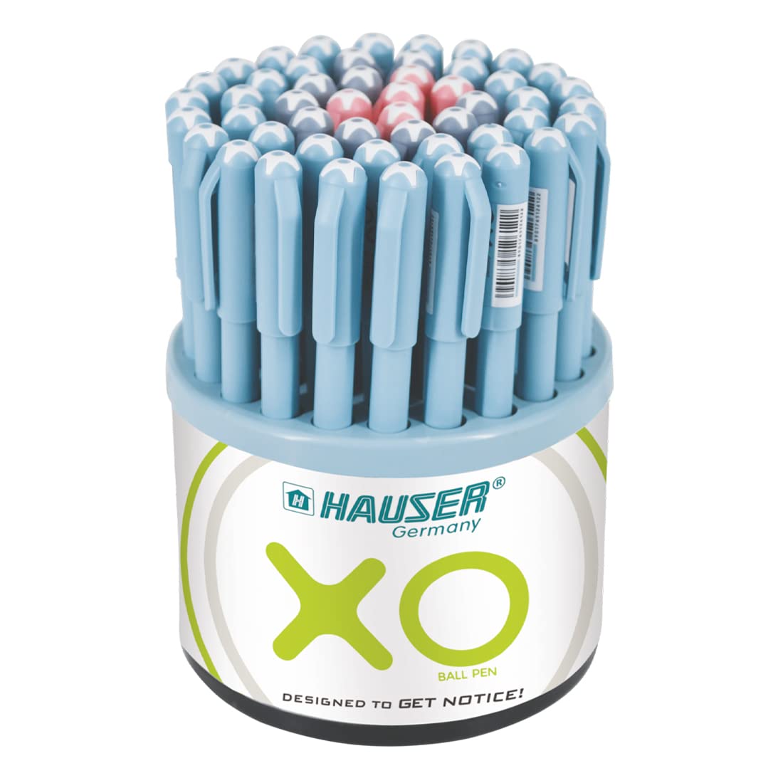 Hauser XO 0.6mm Ball Pen, 50 Pcs Tumbler Pack, Blue, Black & Red Ink, Pack of 1