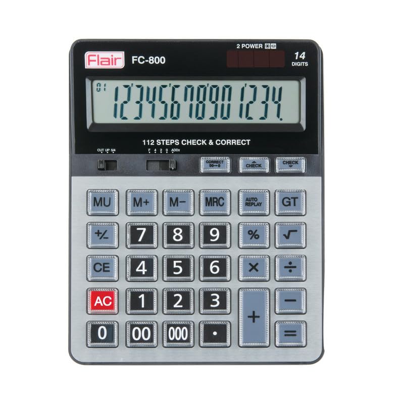 Flair FC-800 Electronic Calculator, Grey, Pack of 1
