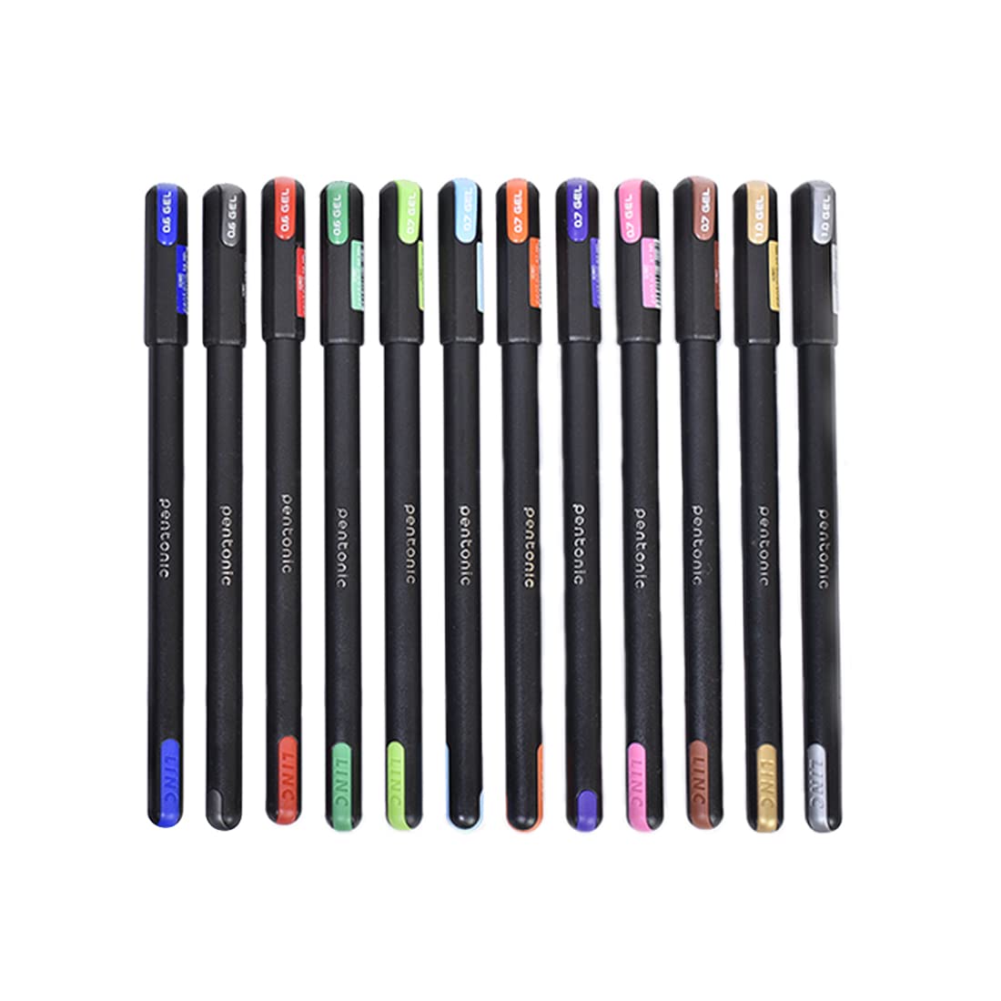 Pentonic Multicolor Gel Pen With Hard Box Case (0.6 mm 1.0 mm, 12 Pcs Set), Pack Of 1