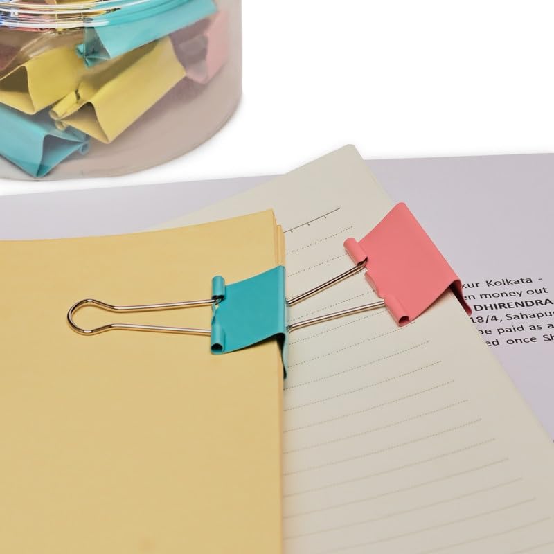 NUOVI 19mm Binder Clips (40pcs, Multicolor)