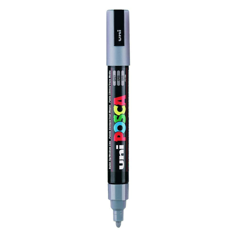 uni-ball Posca 5M 1.8-2.5 mm Bullet Shaped Marker Pen, Grey Ink, Pack of 1