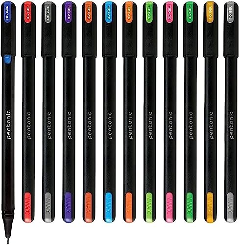 Pentonic Multicolor Gel Pen With Hard Box Case (0.6 mm 1.0 mm, 12 Pcs Set), Pack Of 1