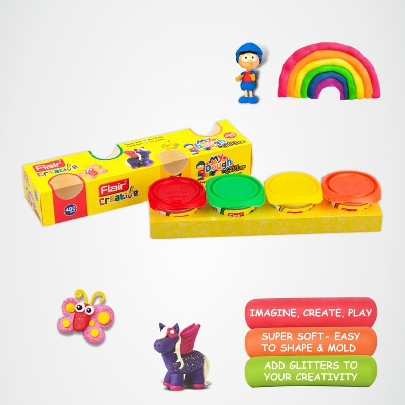 Flair Creative Series My Dough Glitter Kit, 4 Multicolour Shades, Pack of 1