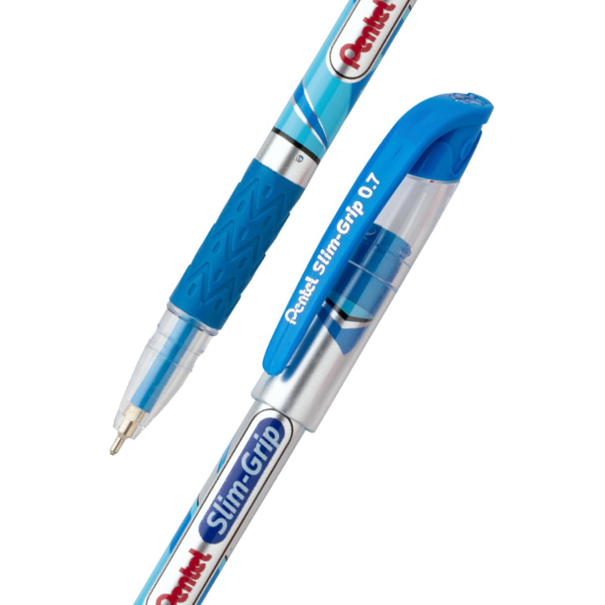 Pentel 0.7 mm Slim Grip Ball Pen, Blue Ink, Set of 10