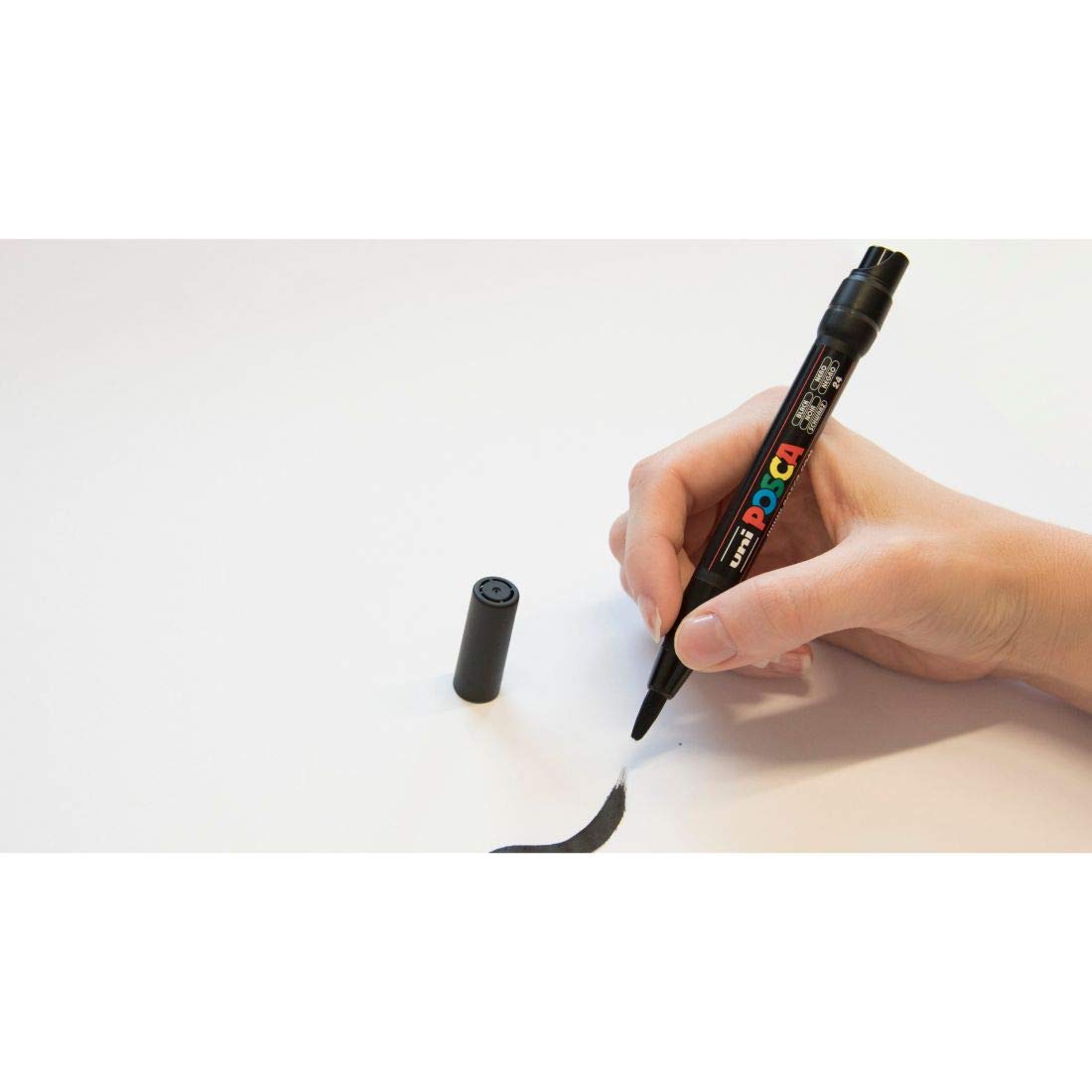 uni-ball Posca PCF-350 1-10 mm Soft Brush Tip Paint Marker Pen, Black Ink, Pack of 1