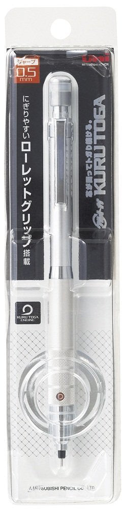 uni-ball Kuru Toga M5-1017 0.5mm Mechanical Pencil, Silver Body, Pack of 1