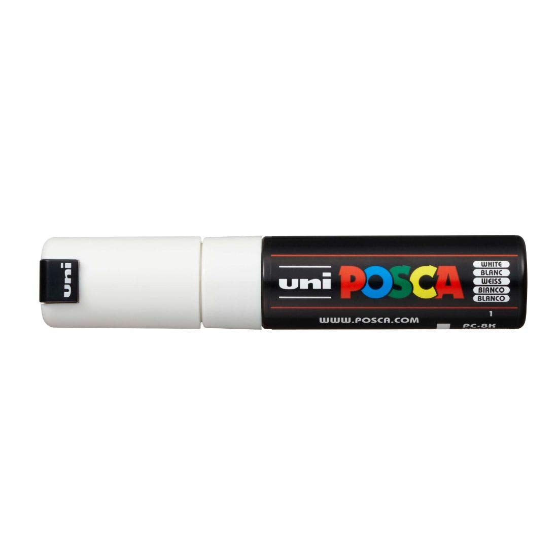uni-ball Posca PC-8K 8.0 mm Bold Point Chisel Shaped Marker Pen, White Ink, Pack of 1