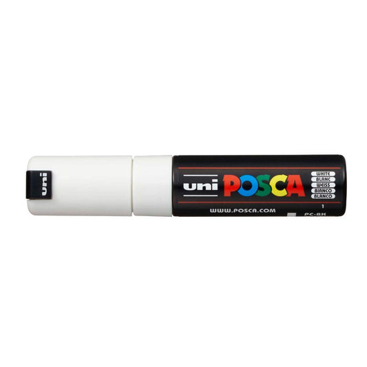 uni-ball Posca PC-8K 8.0 mm Bold Point Chisel Shaped Marker Pen, White Ink, Pack of 1