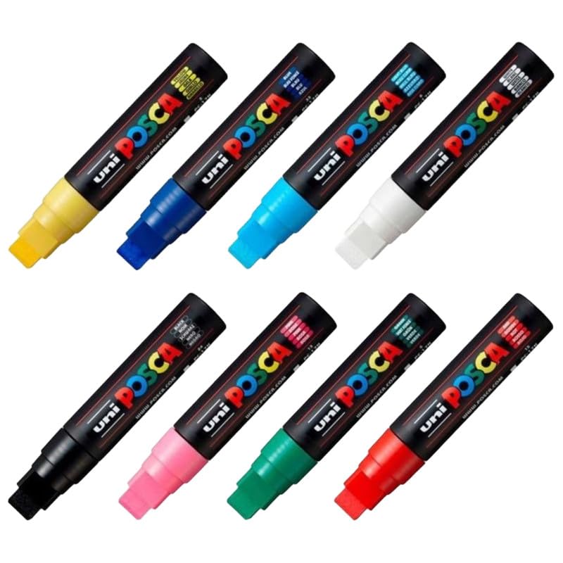 uni-ball Posca PC-17K 15.0 mm Extra Broad Tip Marker Pen, Silver Ink, Pack of 1