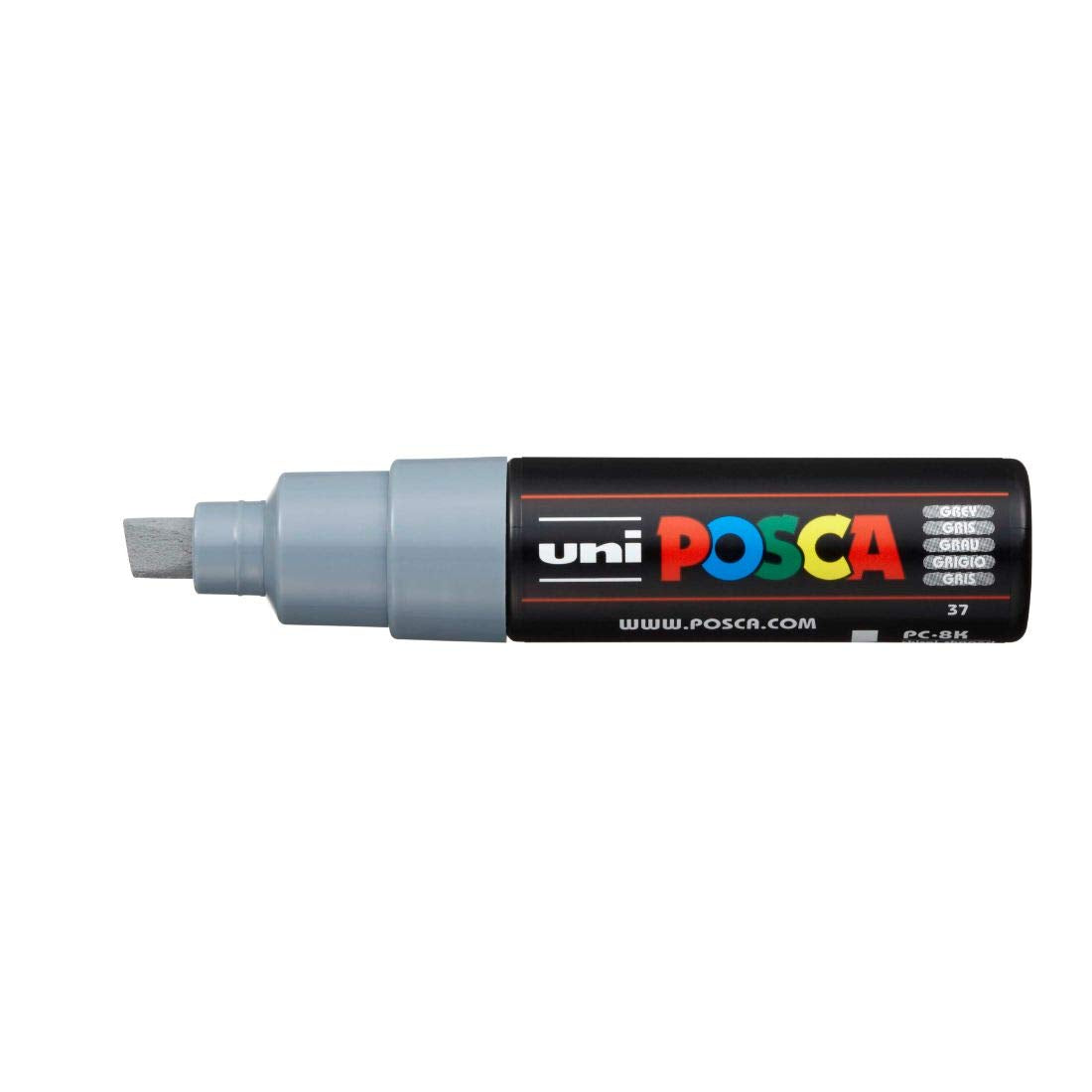 uni-ball Posca PC-8K 8.0 mm Bold Point Chisel Shaped Marker Pen, Grey Ink, Pack of 1