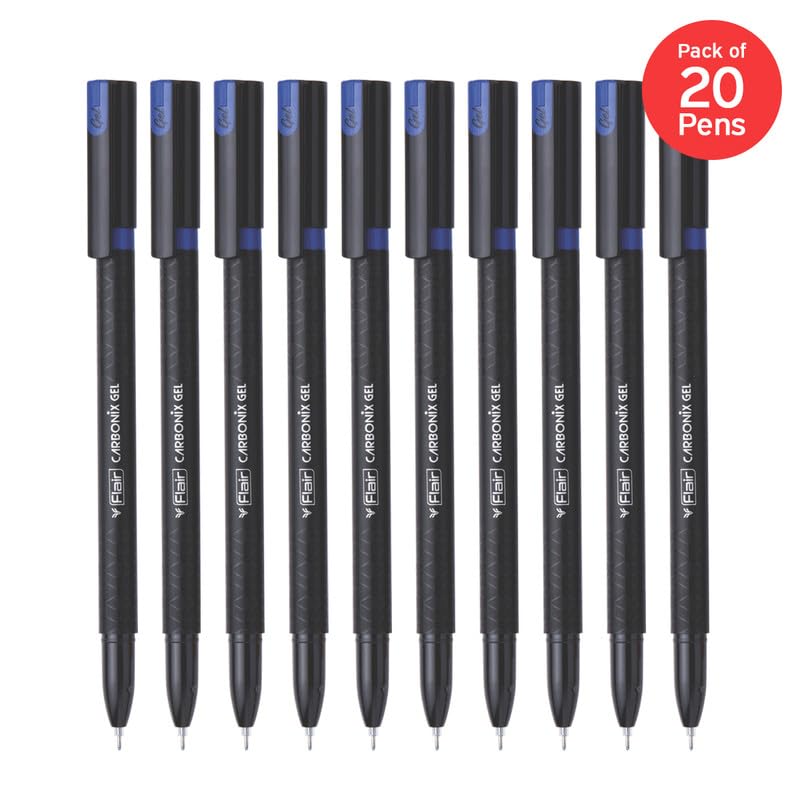 Flair Carbonix 0.5 mm Gel Pen 10 Pcs - Blue Ink