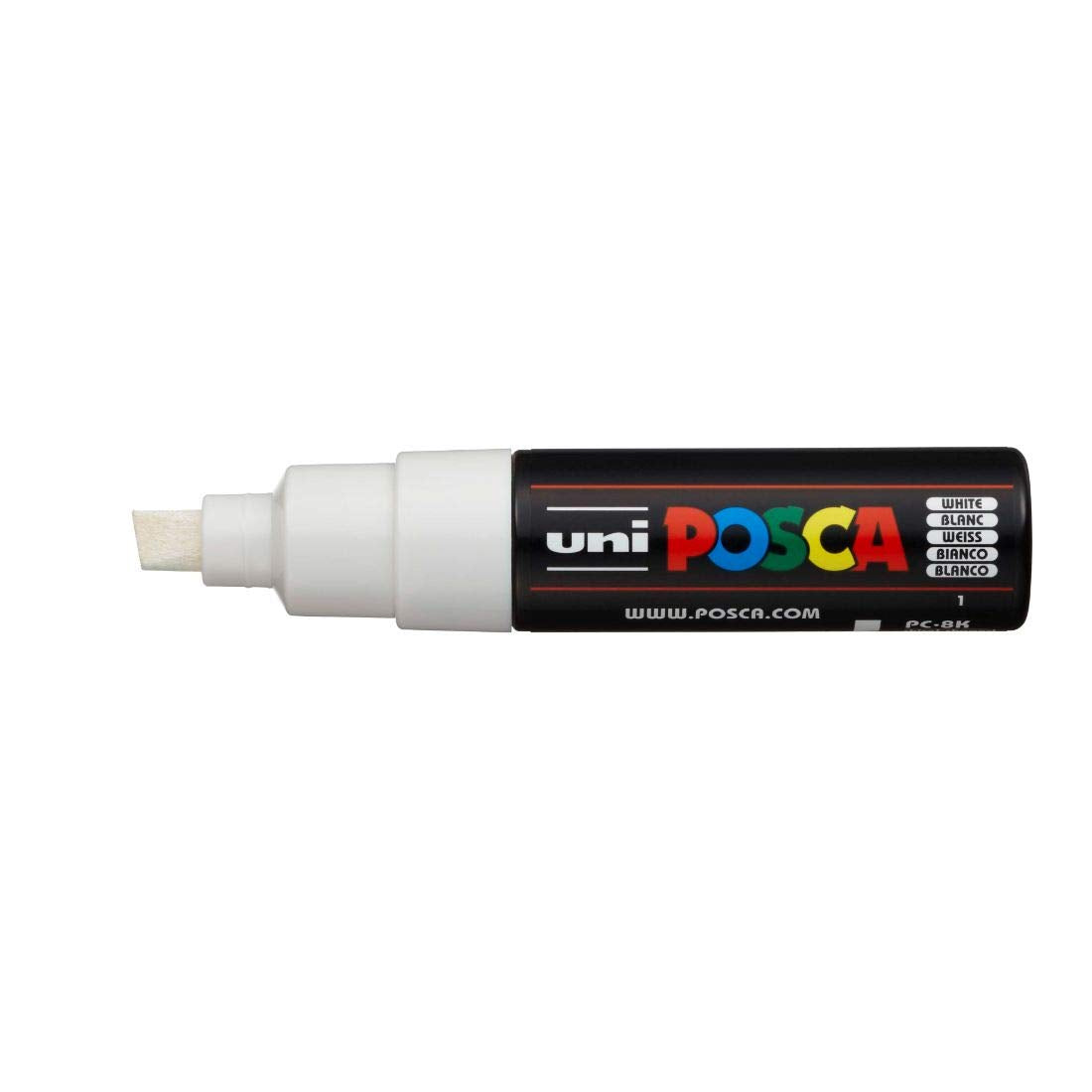 uni-ball Posca PC-8K 8.0 mm Bold Point Chisel Shaped Marker Pen, White Ink, Pack of 1
