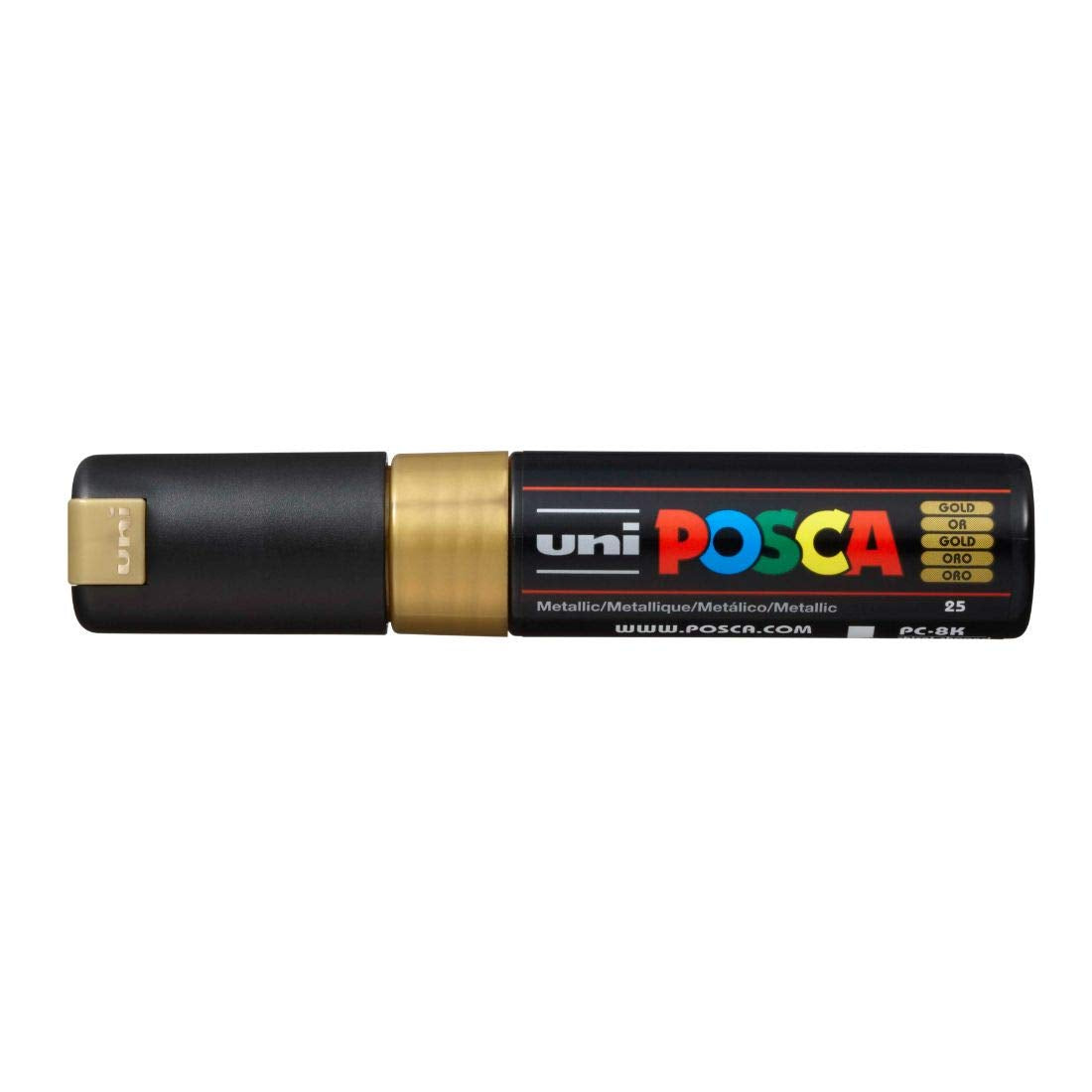 uni-ball Posca PC-8K 8.0 mm Bold Point Chisel Shaped Marker Pen, Gold Ink, Pack of 1