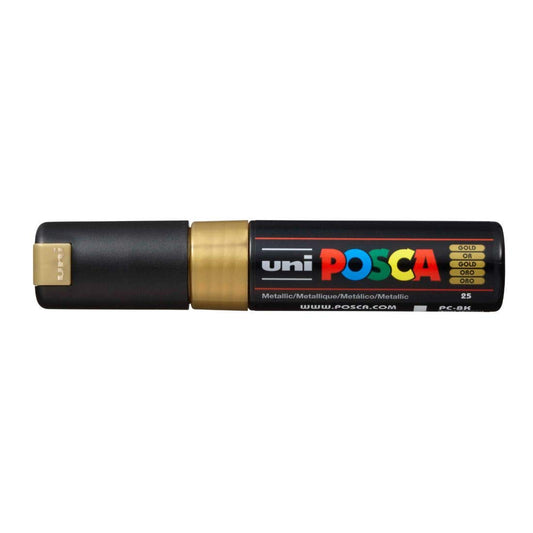 uni-ball Posca PC-8K 8.0 mm Bold Point Chisel Shaped Marker Pen, Gold Ink, Pack of 1