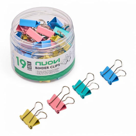 NUOVI 19mm Binder Clips (40pcs, Multicolor)