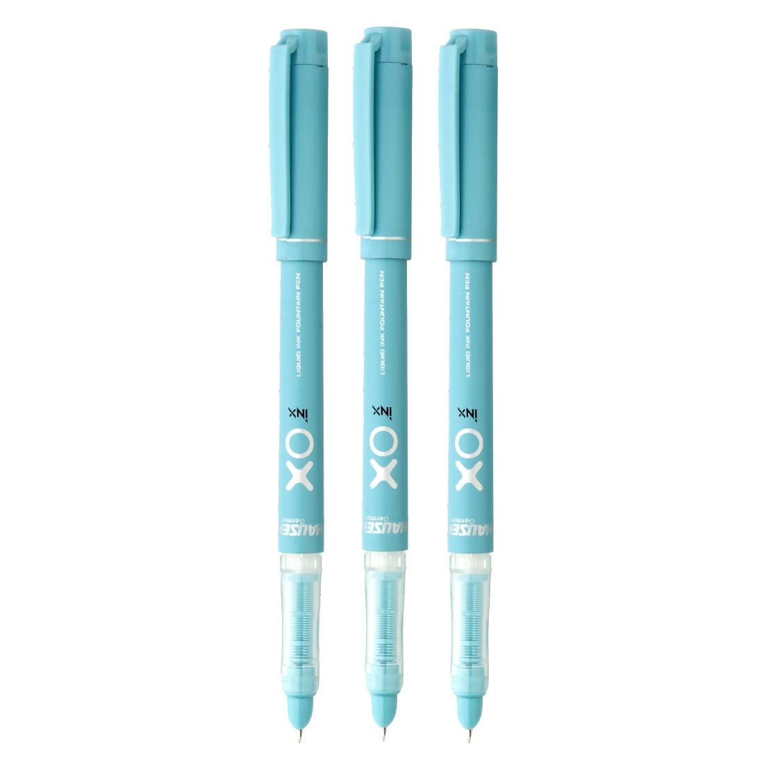 Hauser Inx XO Liquid Ink Fountain Pen Blister Pack, Blue Ink, Pack of 3