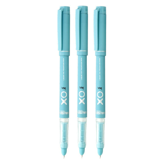 Hauser Inx XO Liquid Ink Fountain Pen Blister Pack, Blue Ink, Pack of 3