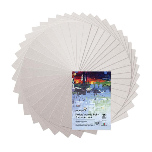 PaperPep Acrylic Paint Pocket ArtBook 300GSM 4"X6" 25 Sheets