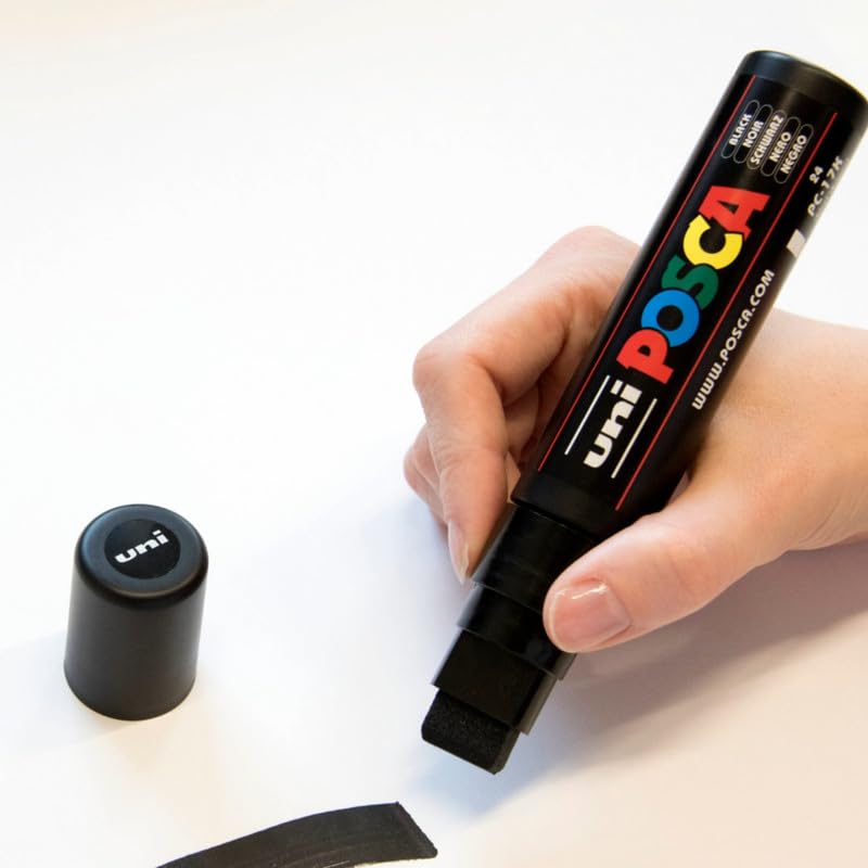 uni-ball Posca PC-17K 15.0 mm Extra Broad Tip Marker Pen, Silver Ink, Pack of 1