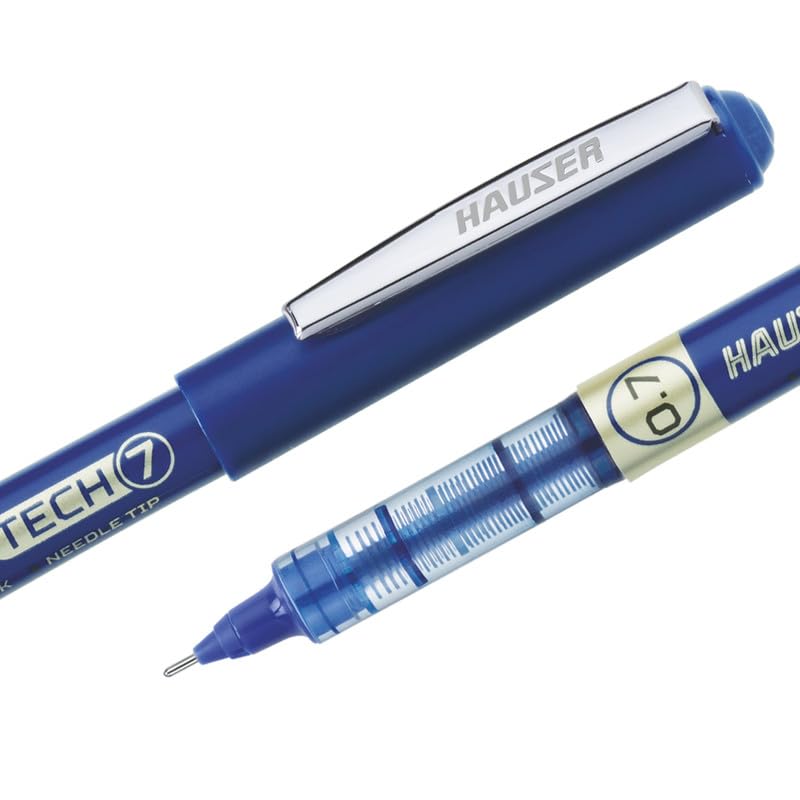 Hauser Tech 7 0.7mm Gel Pen, Blue Ink, Pack of 3