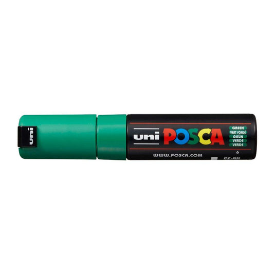 uni-ball Posca PC-8K 8.0 mm Bold Point Chisel Shaped Marker Pen, Green Ink, Pack of 1