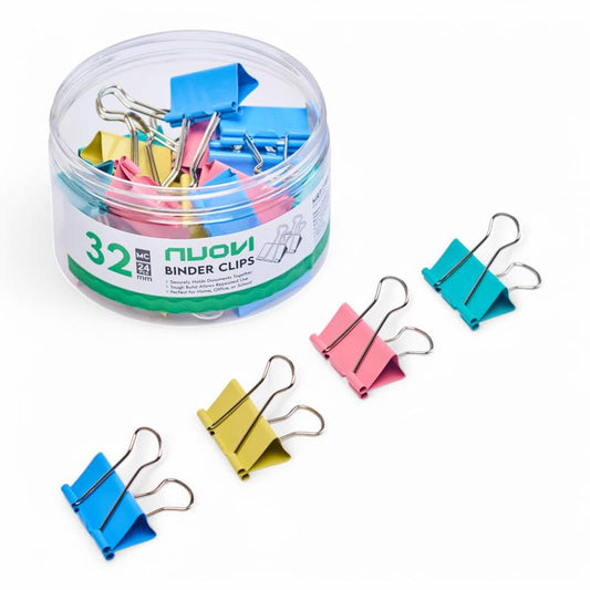 NUOVI 32mm Binder Clips (24pcs, Multicolor)