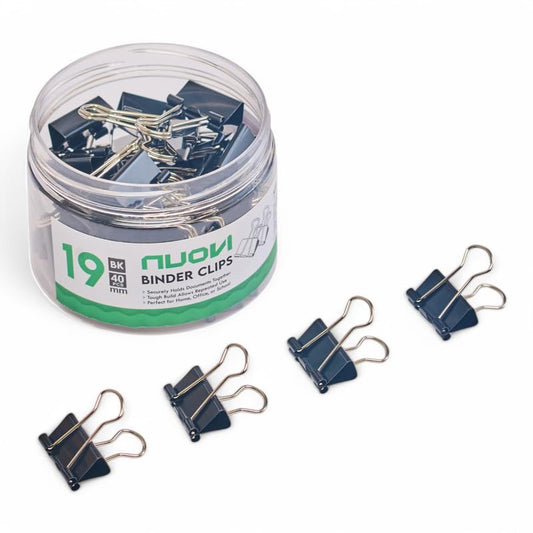 NUOVI 19mm Binder Clips (40pcs, Black)