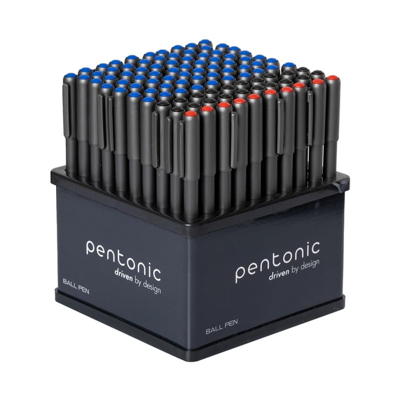 Pentonic 0.7mm Multicolor Ball Pen Tumbler, 60 Pcs Blue Ink+30 Pcs Black Ink+10 Pcs Red Ink(Pack of 100)