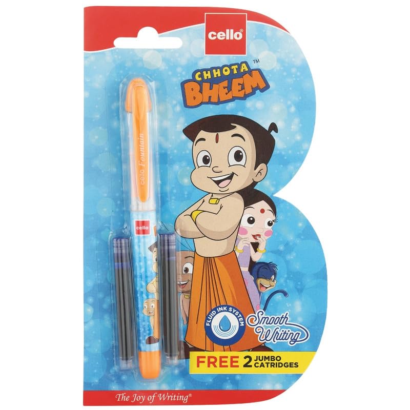 Cello Disney Series Chotta Bheem Fountain Pen, Blue Ink, Pack of 1