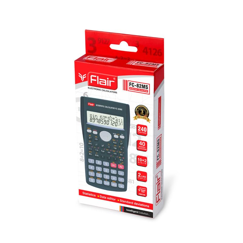 Flair Scientific Series FC-82MS Scientific Calculator, Black, Pack of 1