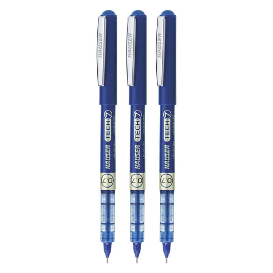 Hauser Tech 7 0.7mm Gel Pen, Blue Ink, Pack of 3