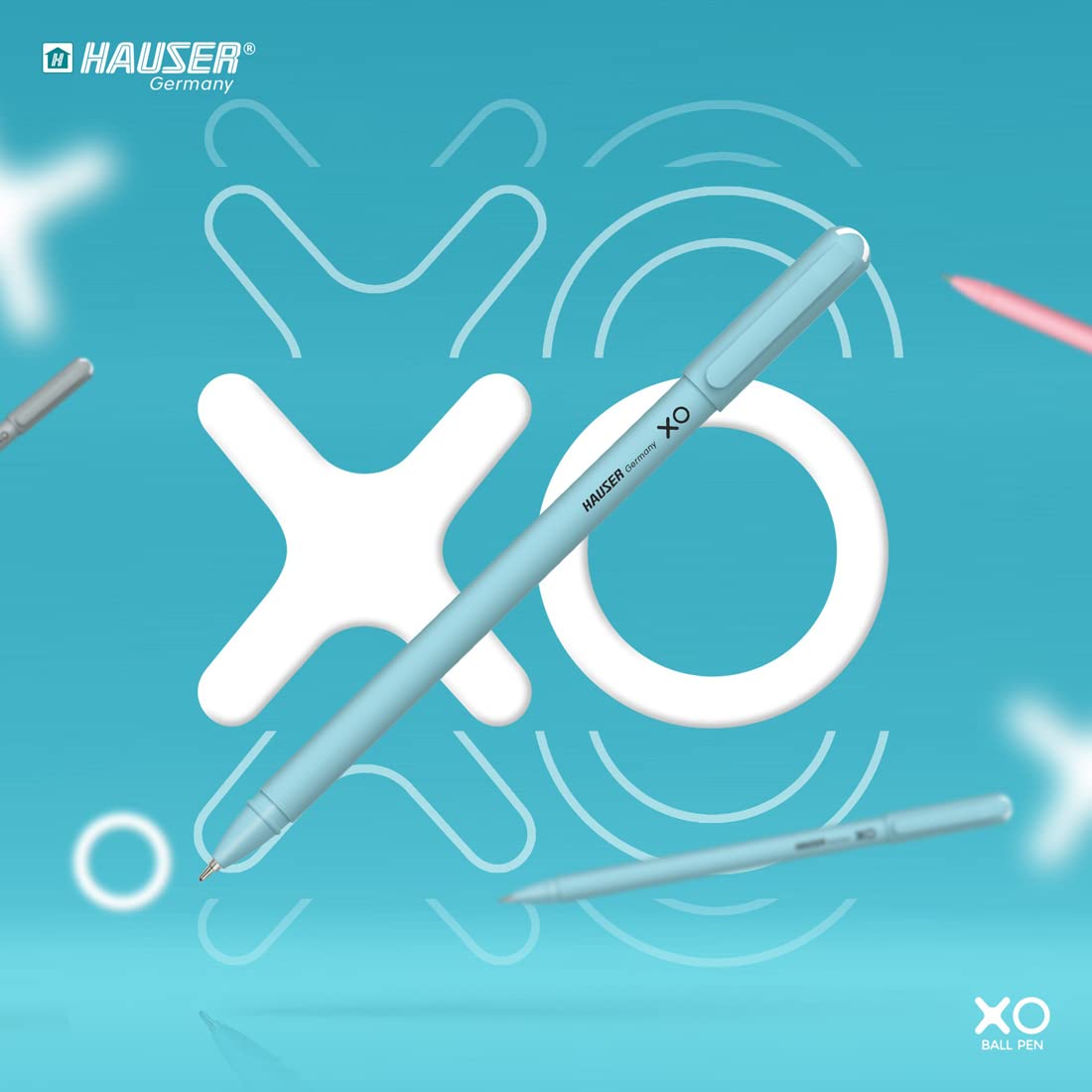 Hauser XO 0.6mm Ball Pen, 50 Pcs Tumbler Pack, Blue, Black & Red Ink, Pack of 1