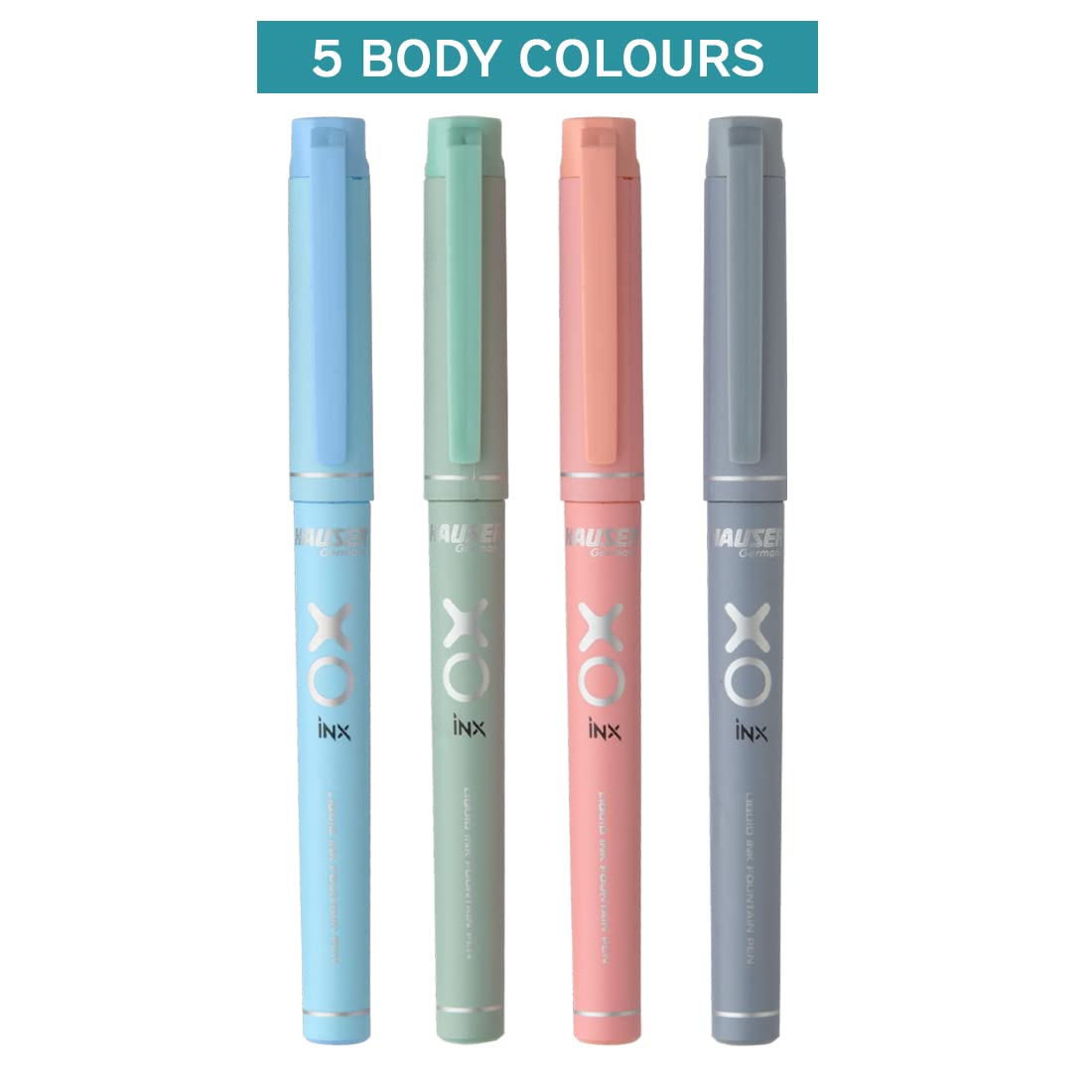 Hauser Inx XO Liquid Ink Fountain Pen Blister Pack, Blue Ink, Pack of 3