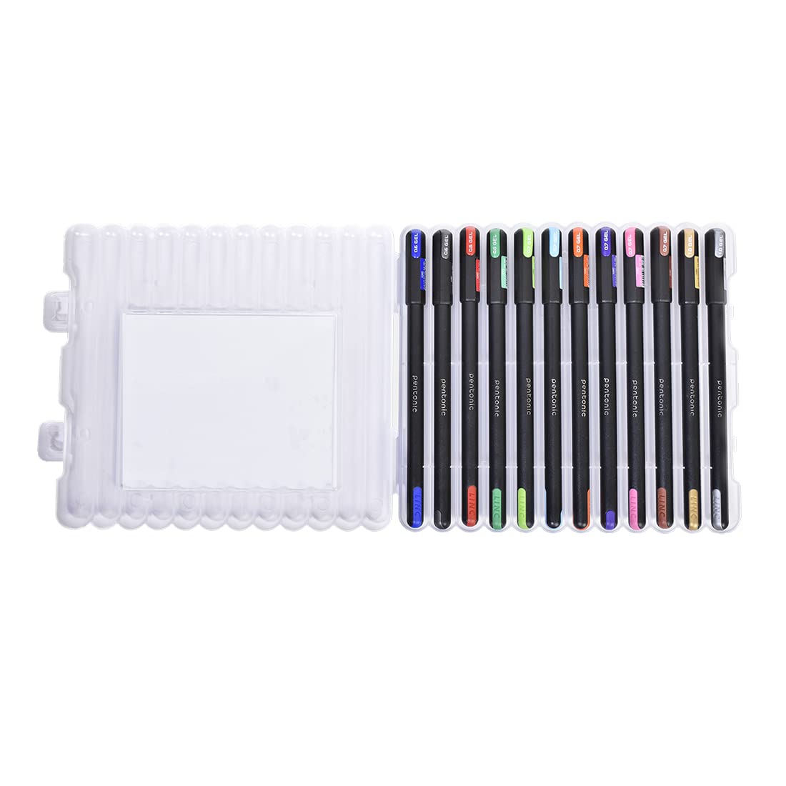 Pentonic Multicolor Gel Pen With Hard Box Case (0.6 mm 1.0 mm, 12 Pcs Set), Pack Of 1