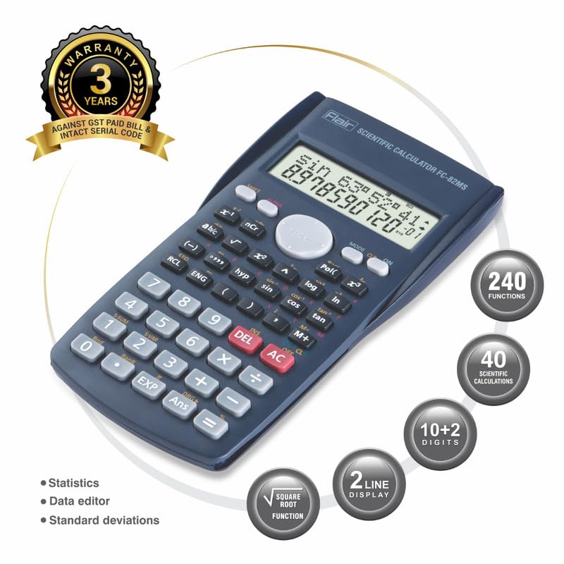Flair Scientific Series FC-82MS Scientific Calculator, Black, Pack of 1