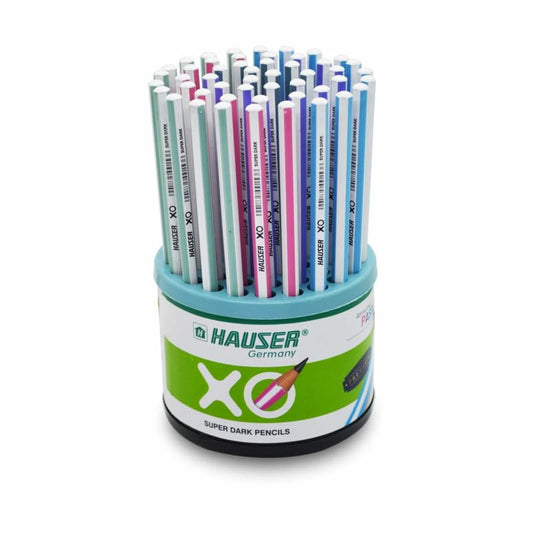Hauser XO Super Dark Pencils, 50 Pcs Tumbler Pack, Multicolor Body, Pack of 1