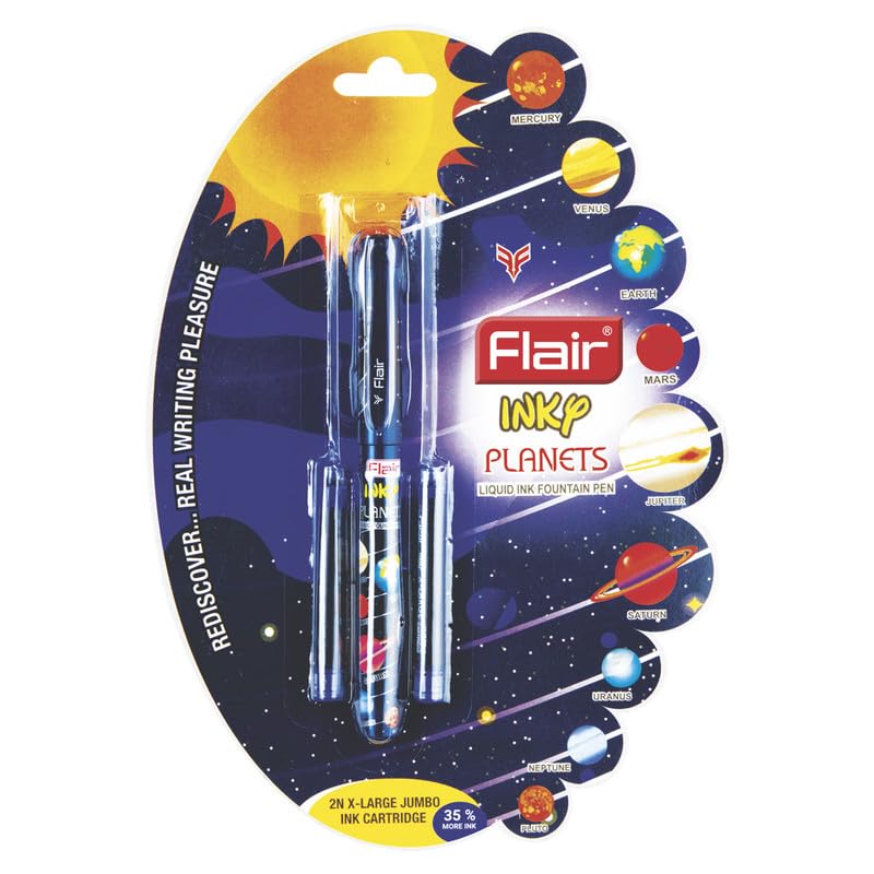 Flair Inky Series Planets Liquid Ink Fountain Pen Blister Pack - Blue Ink