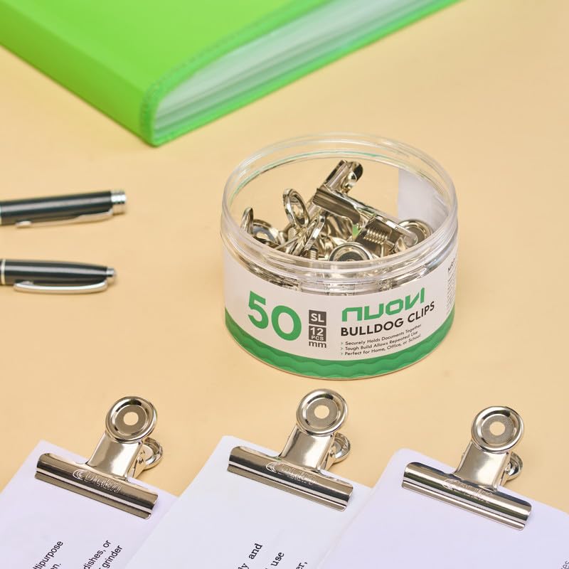 NUOVI 50mm Bulldog Clip (12pcs, Silver)