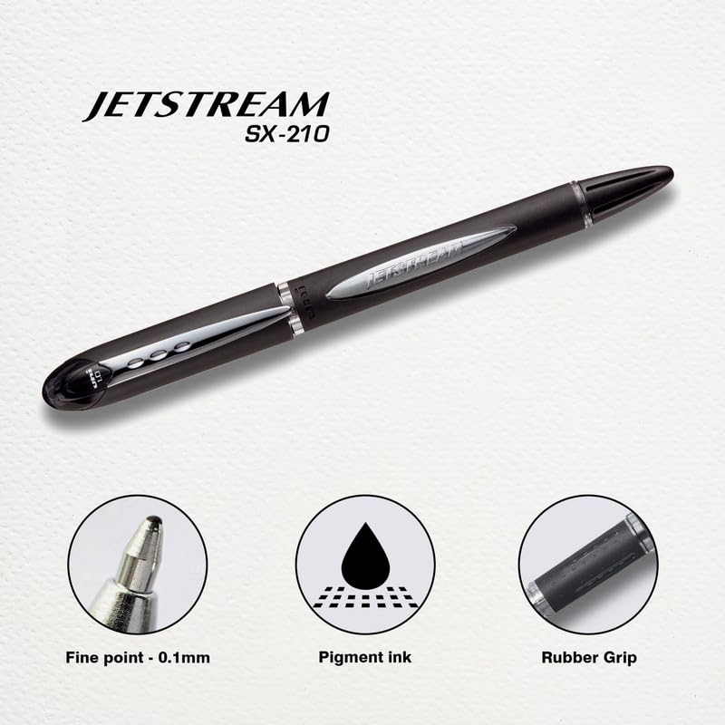 uni-ball Jetstream SX-210 1.0mm Roller Ball Pen, Black Ink, Pack of 1