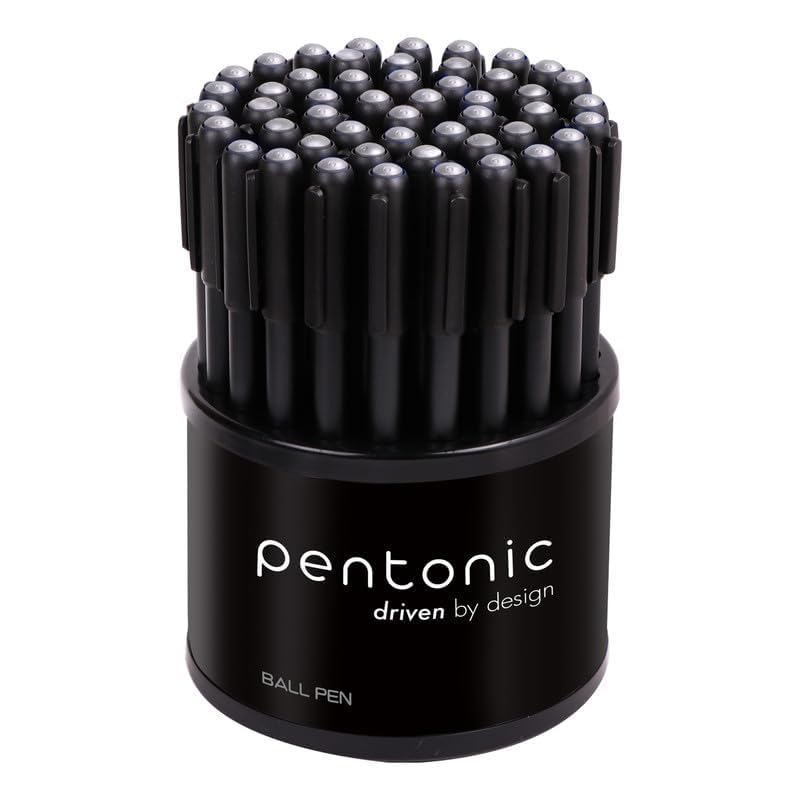 Pentonic Ball Pen Tumbler (Black Ink, Pack of 50 Pens)