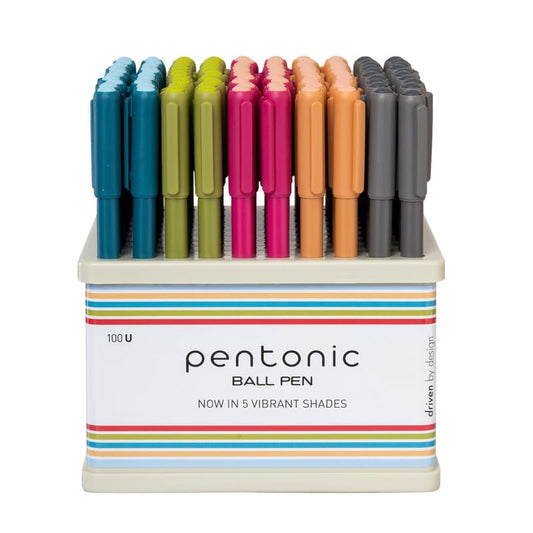 Pentonic Vibrant Colours 0.7mm Ball Pen Tumbler, Vibrant Multicolor Body, Blue Ink, Pack of 100