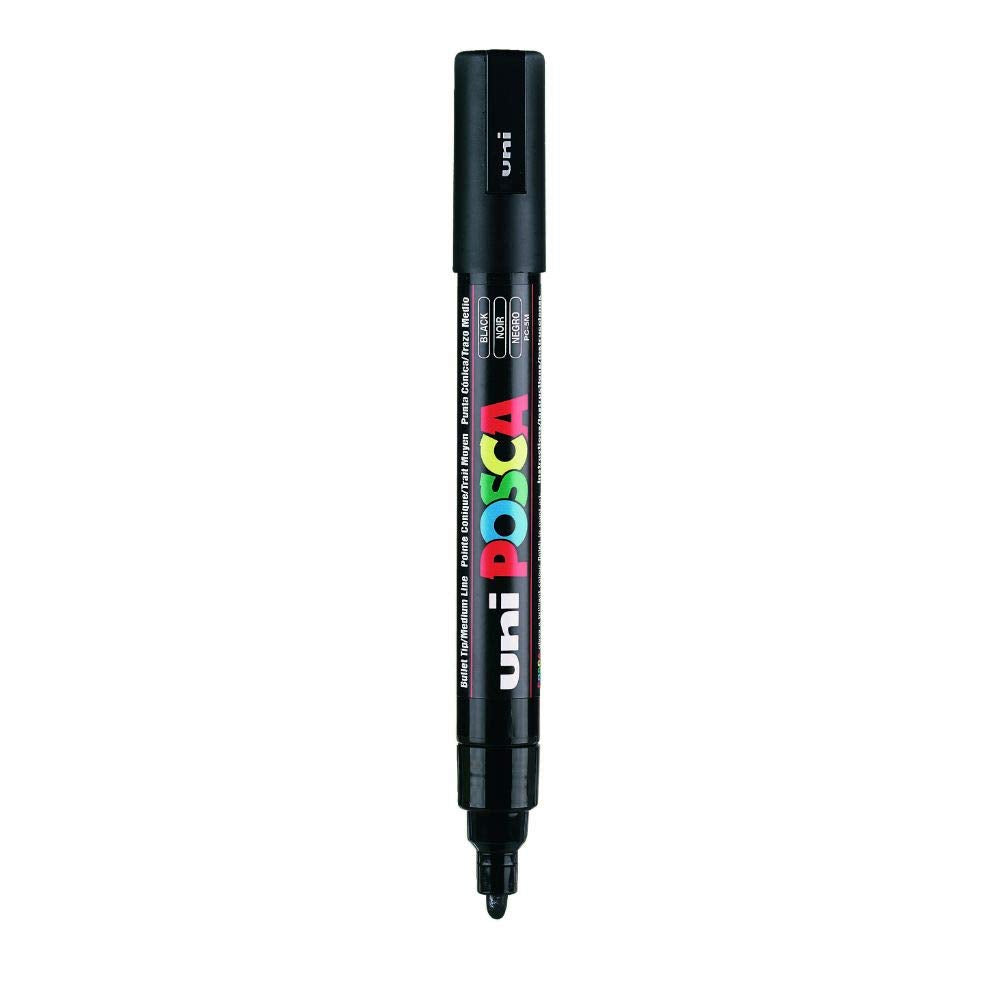 uni-ball Posca 5M 1.8-2.5 mm Bullet Shaped Marker Pen, Black Ink, Pack of 1