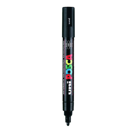 uni-ball Posca 5M 1.8-2.5 mm Bullet Shaped Marker Pen, Black Ink, Pack of 1