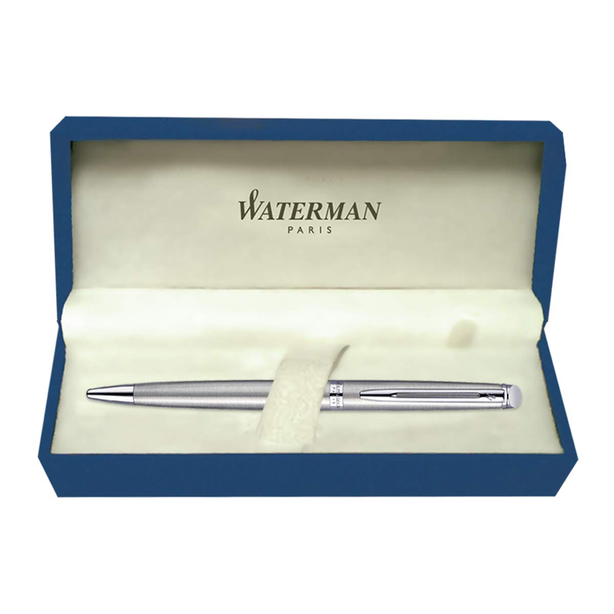 Waterman Hemisphere Ballpoint Pen, Medium Point, Stainless Steel with Chrome Trim, Blue Ink, Pack Of 1