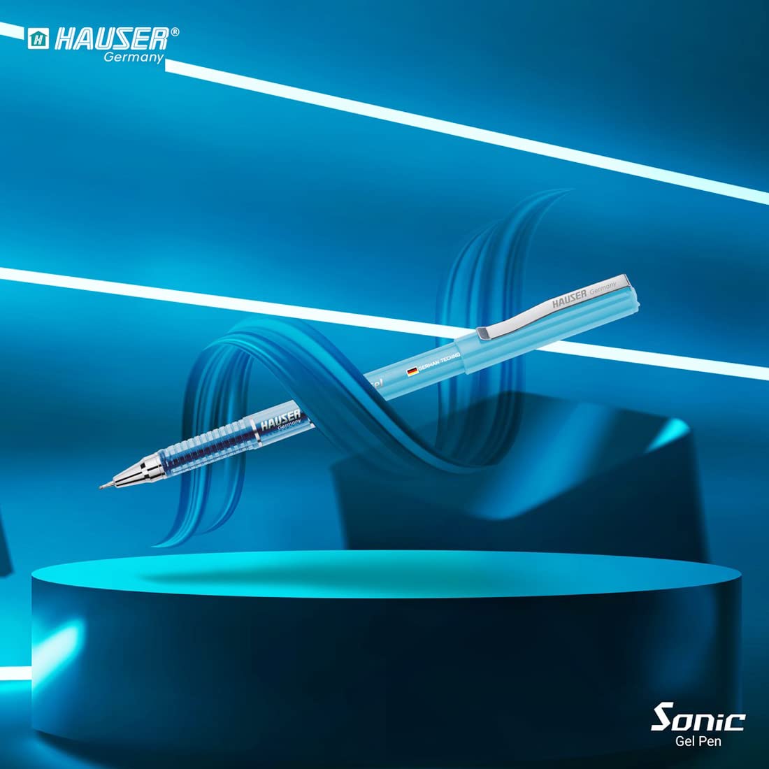 Hauser Sonic 0.5mm Gel Pen, Blue Ink, Pack of 10