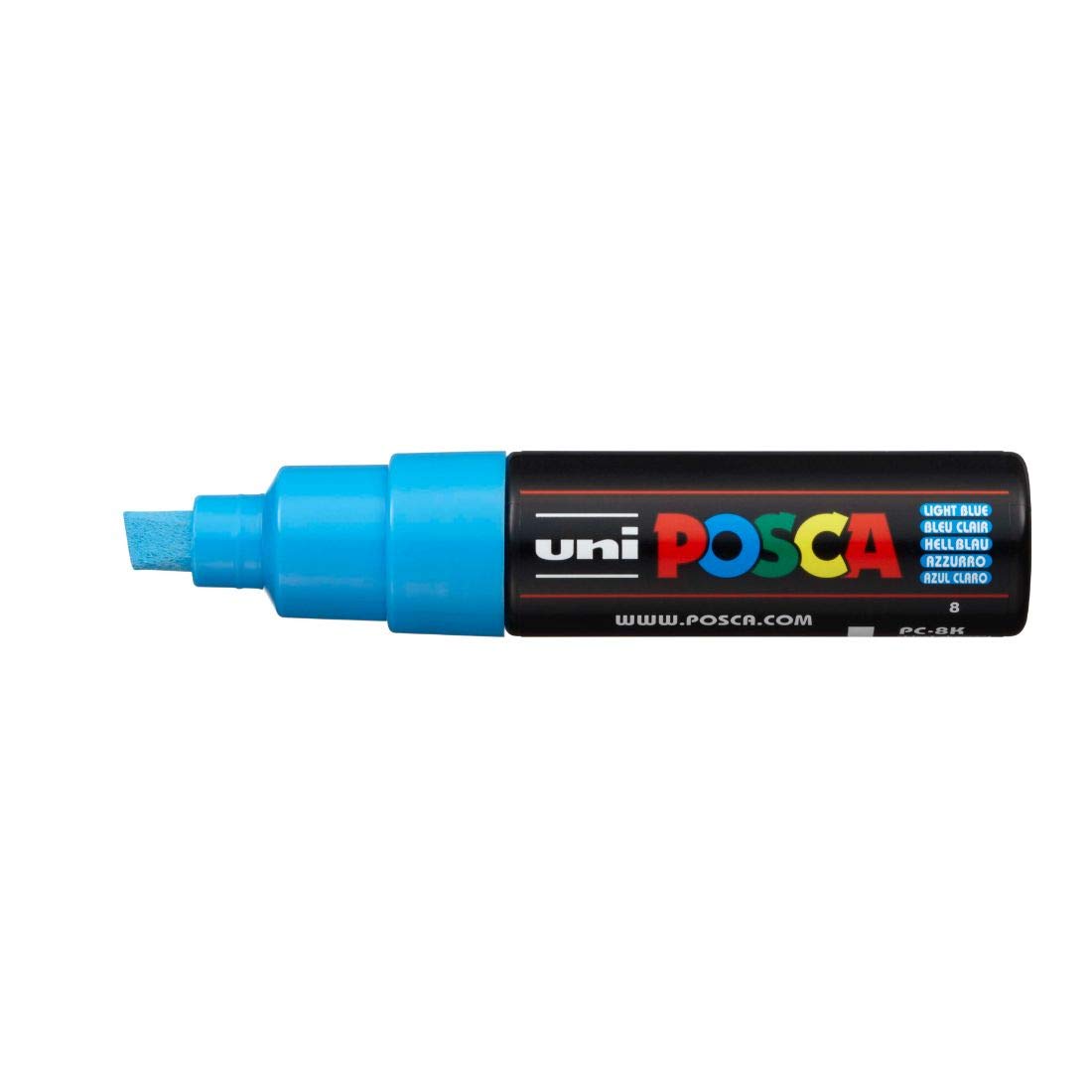 uni-ball Posca PC-8K 8.0 mm Bold Point Chisel Shaped Marker Pen, Light Blue Ink, Pack of 1