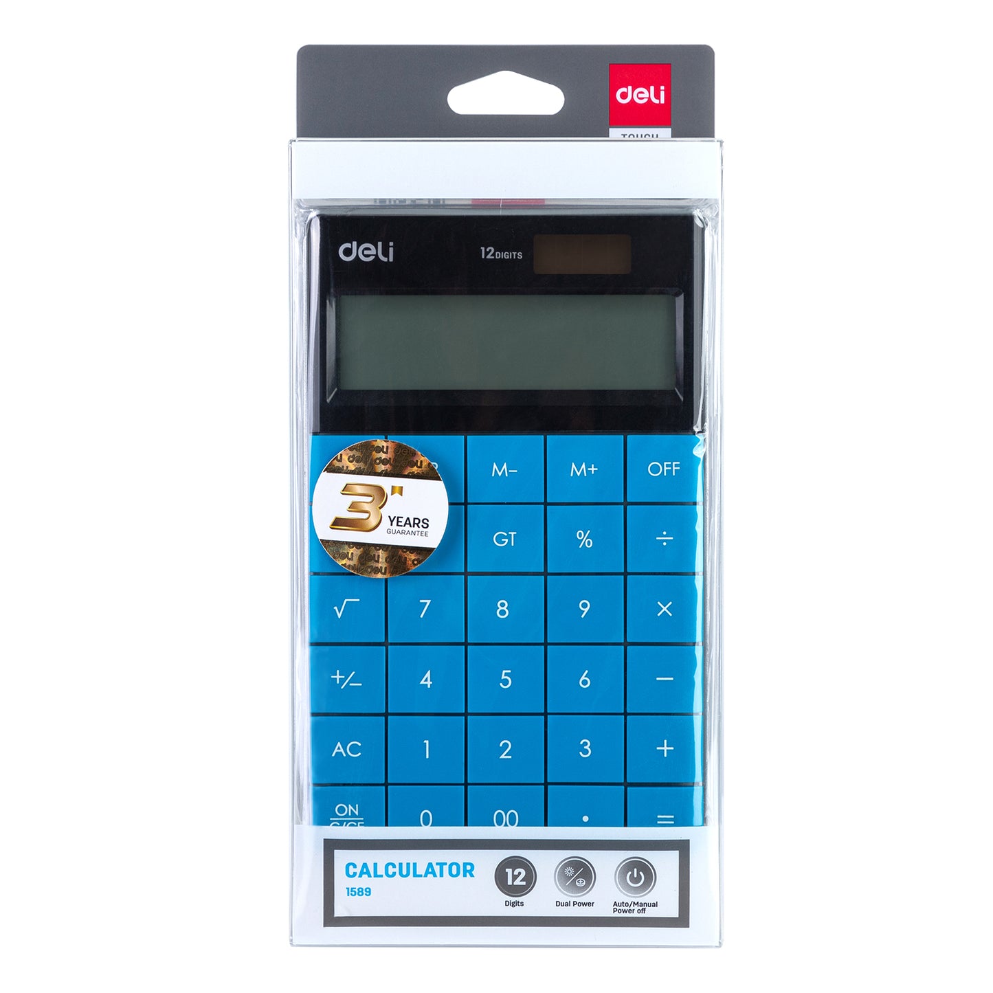 Deli W1589 Modern Compact Calculator 12-Digit, Blue